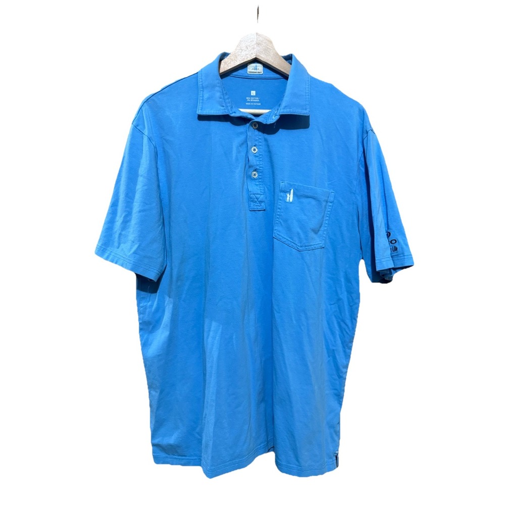 Johnnie‎ O Polo Shirt Men M Blue Hanging Out Embroidered Casual Rugby Skate Golf